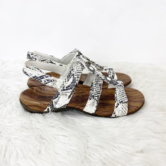 Orthaheel Vionic 9 Womens Ivory Snake Print Leather Yasmin II Gladiator Sandals - Picture 2 of 10